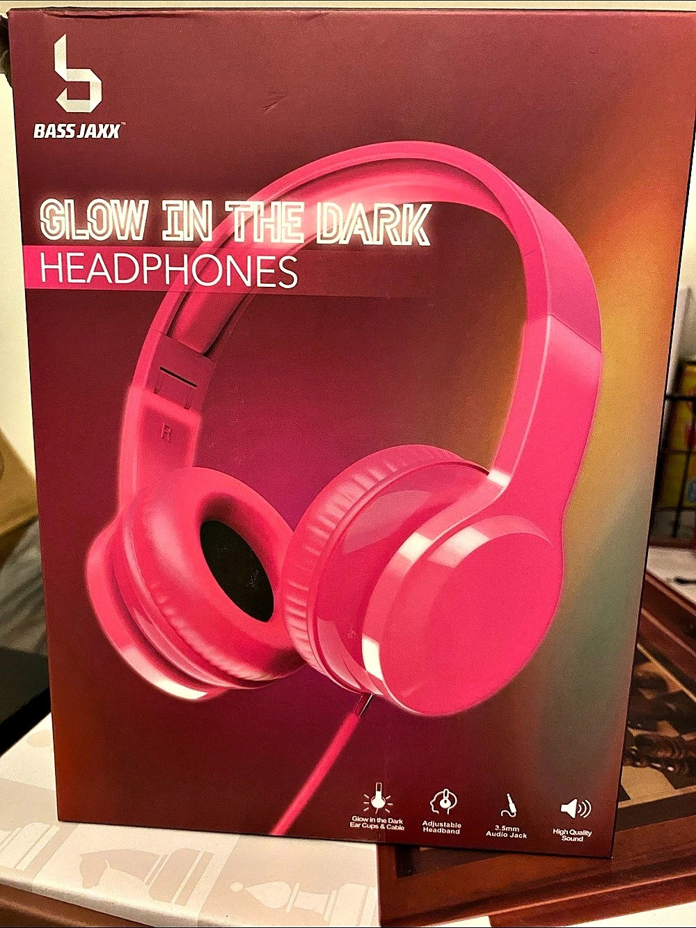 Bass Jaxx Glow in the Dark Headphones Pink NWT On-Ear Headphones